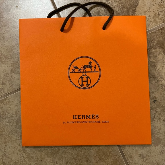 Hermes Shopping Bag - Orange w/ brown rope handle - Picture 1 of 2